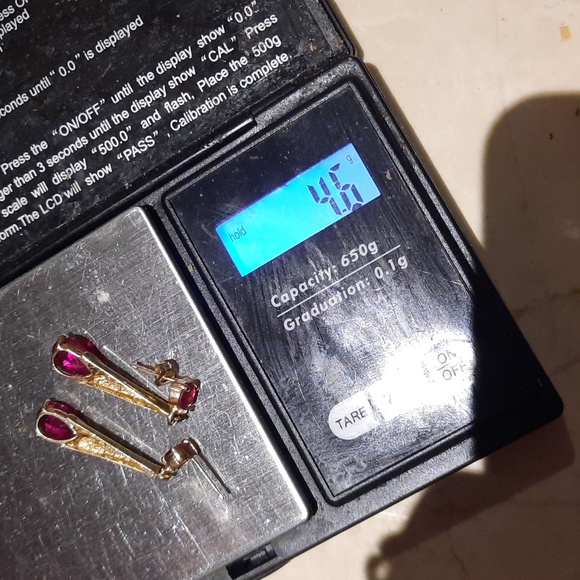 AUTHENTIC GENUINE SOLID 10K YELLOW 💛 RUBY & DIAMOND SEXXXY DANGLE EARRINGS ♥️ - Picture 8 of 8